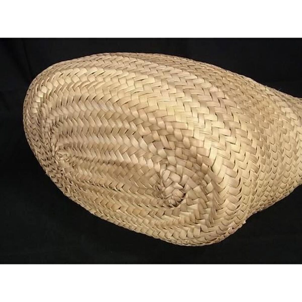 CELINE Triomphe Raffia Basket Bag Shoulder Tote Beige - Picture 6 of 7